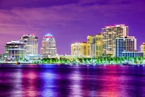 West Palm Beach, Florida, USA city skyline on the Intracoastal Waterway